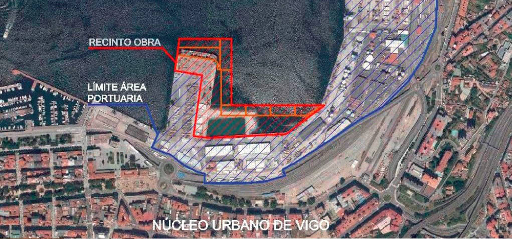Localización de la obra, cerca del núcleo urbano de Vigo.