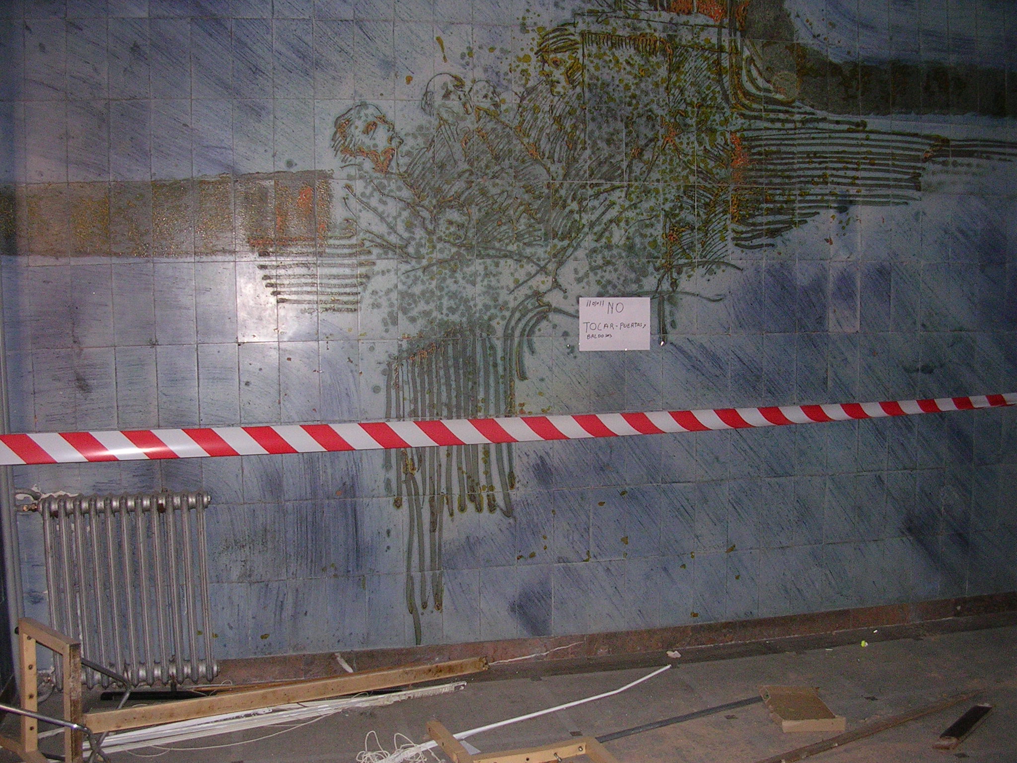 Mural by Ángel Grávalos dating to 1972 for which the panel had to be transferred