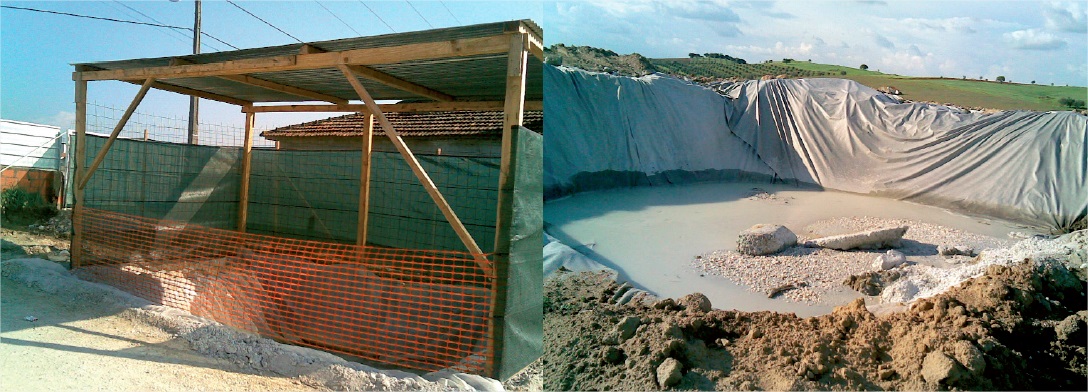 Zonas impermeabilizadas para lavagem de caleiras de betão.